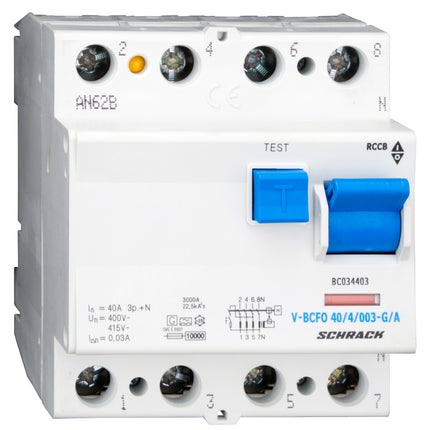 FI-Schalter, 40A, 4-polig, 30mA, vsf., Bauart G, Typ A