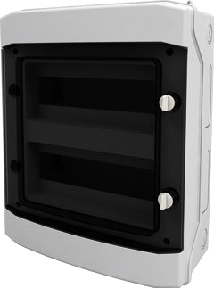 AP-Wohnungsverteiler 2-reihig, 24TE, IP65, transparente Tür